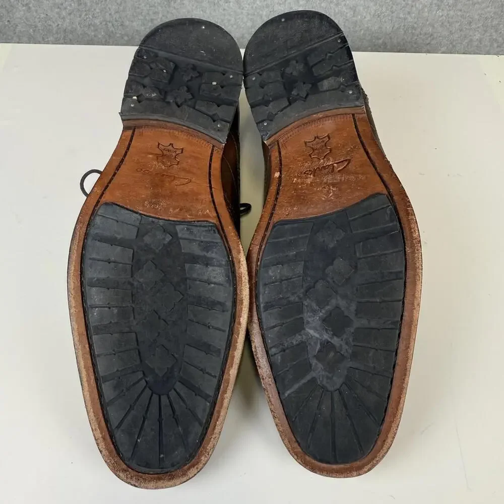 Clarks Men's Size 9 Brown Genuine Leather Brogue Dress Shoes Lace Up